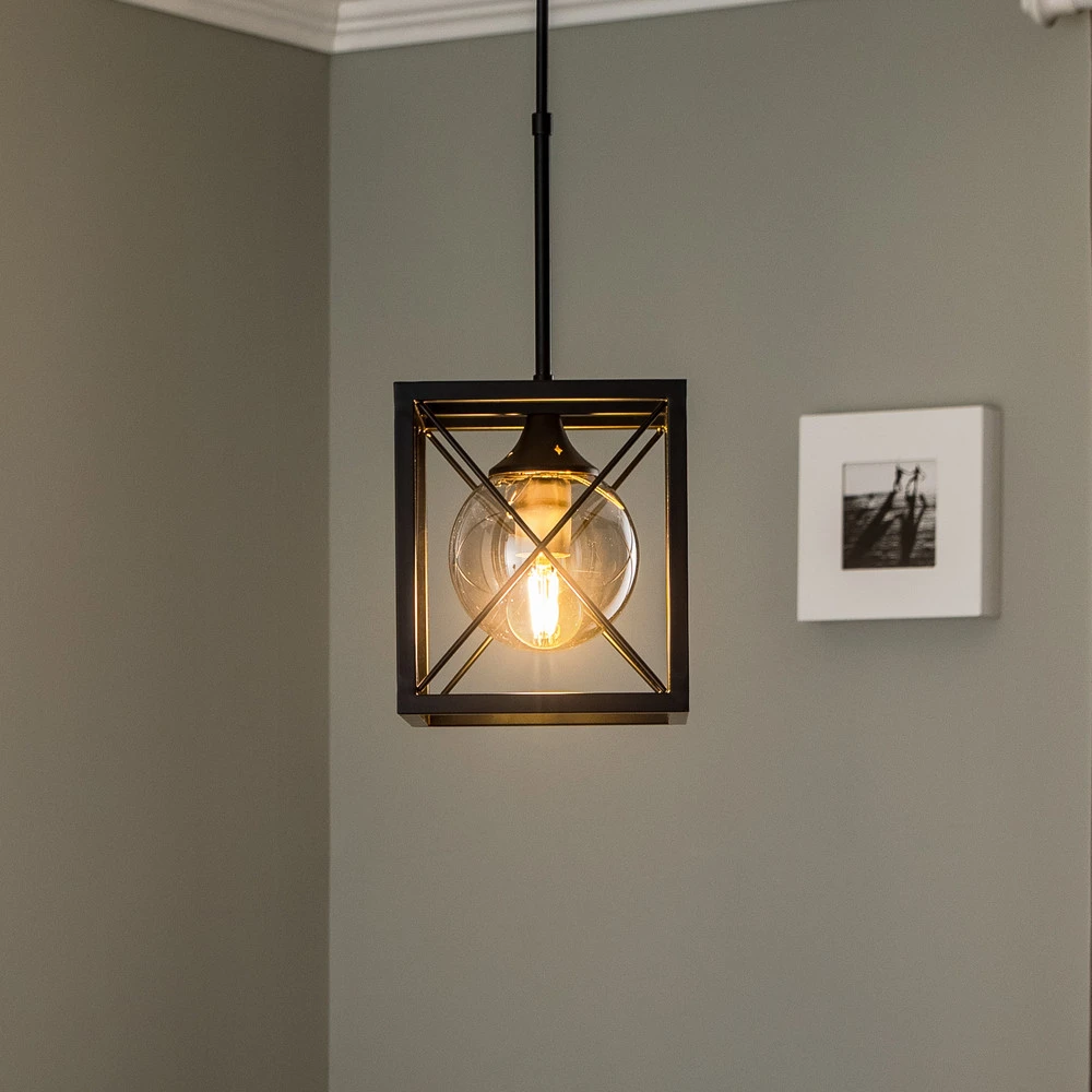 Suspension AV-1732-1BSY noire, à 1 lampe en acier inoxydable
