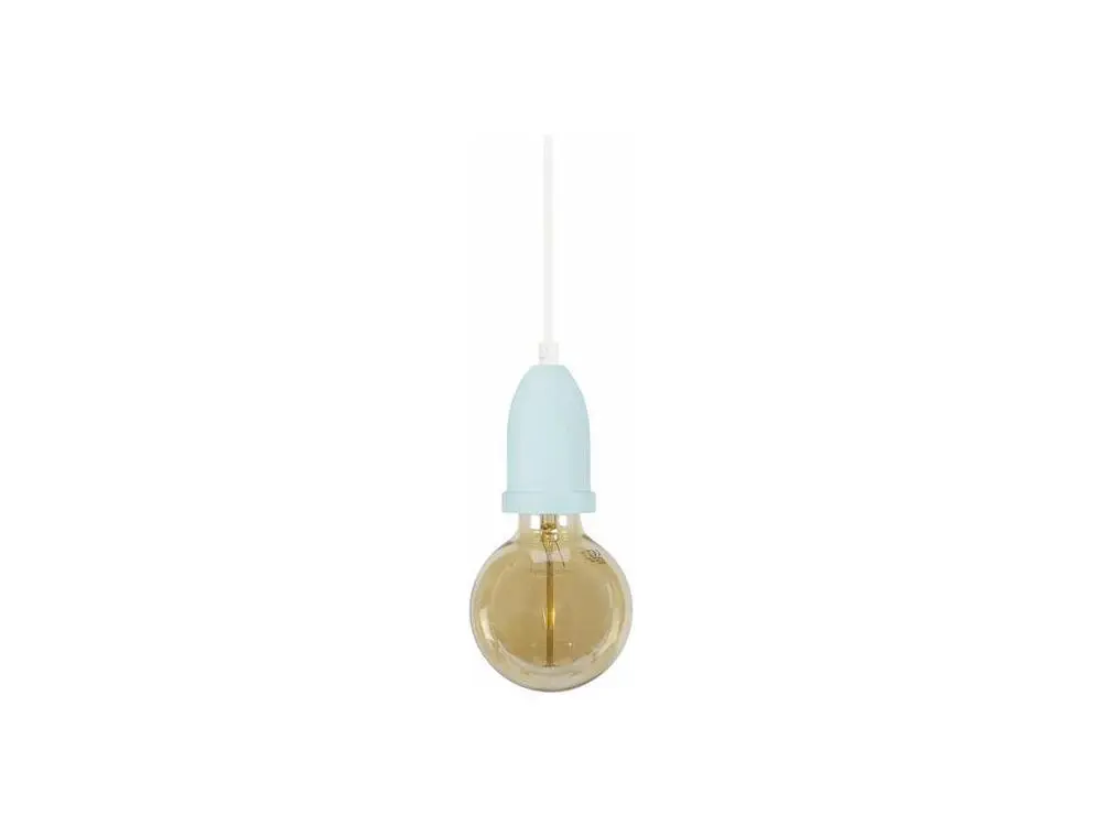 Suspension cloche bois bleu 80 cm.