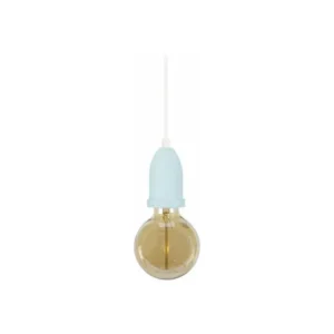 Suspension cloche bois bleu 80 cm.