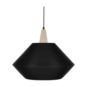 Suspension conique bois tissu,noir 90 cm. - Montage Direct