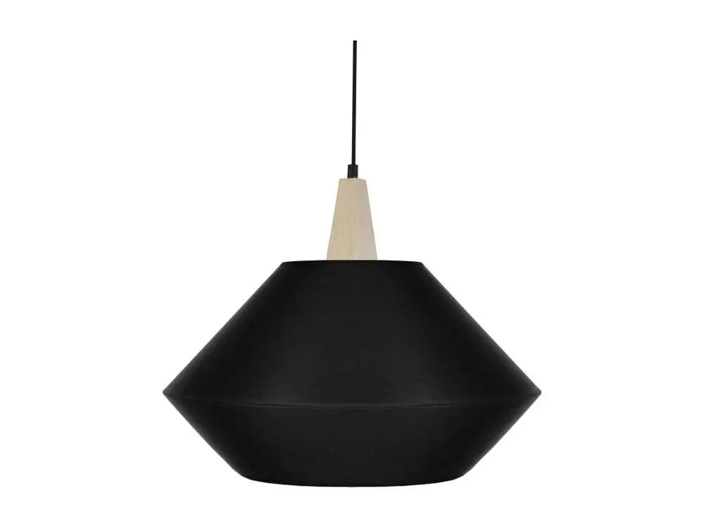 Suspension conique bois tissu,noir 90 cm. - Montage Direct