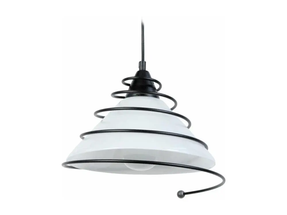 Suspension conique verre,métal noir 80 cm. avec meilleure adhérence