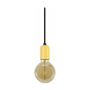Suspension cylindre métal noir,jaune 80 cm. avec rivets de maillon
