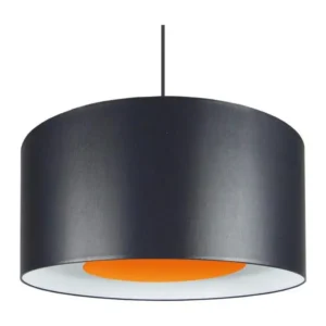 Suspension cylindre tissu noir,orange 80 cm. avec Garantie Constructeur