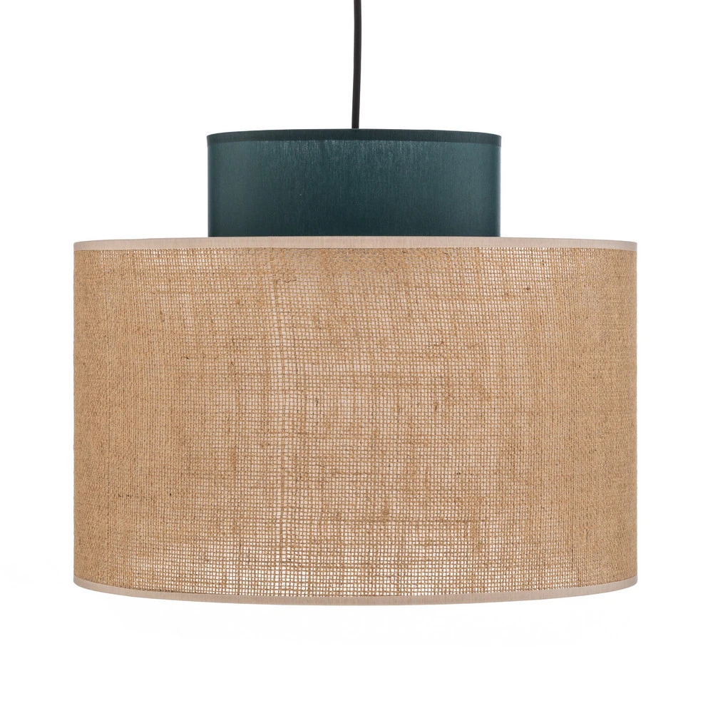 Suspension Duo, abat-jour en jute, pétrole/brun naturel, Ø 38 cm avec notice de montage