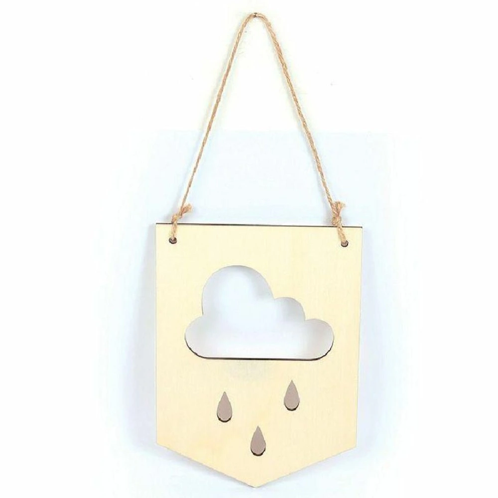 Suspension fanion en bois 20 x 15 cm - nuage pour usage intensif