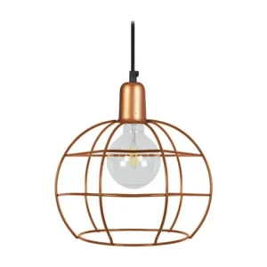 Suspension globe filaire métal cuivre 85 cm. avec rivets de maillon