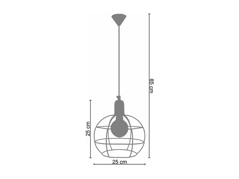 Suspension globe filaire métal cuivre 85 cm. avec rivets de maillon