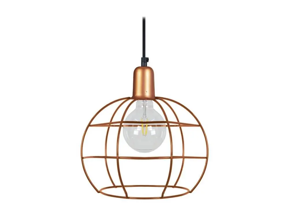 Suspension globe filaire métal cuivre 85 cm. avec rivets de maillon