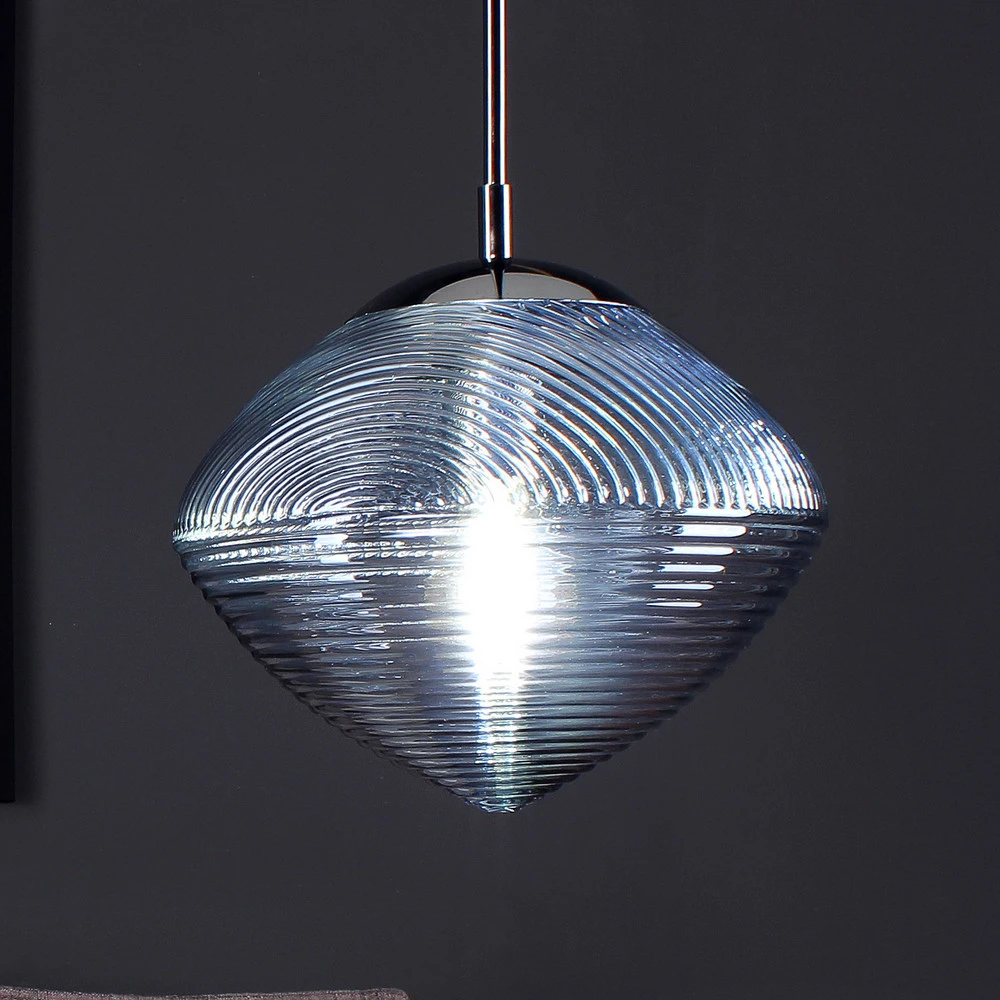 Suspension Greenwich, verre gris avec rivets de maillon