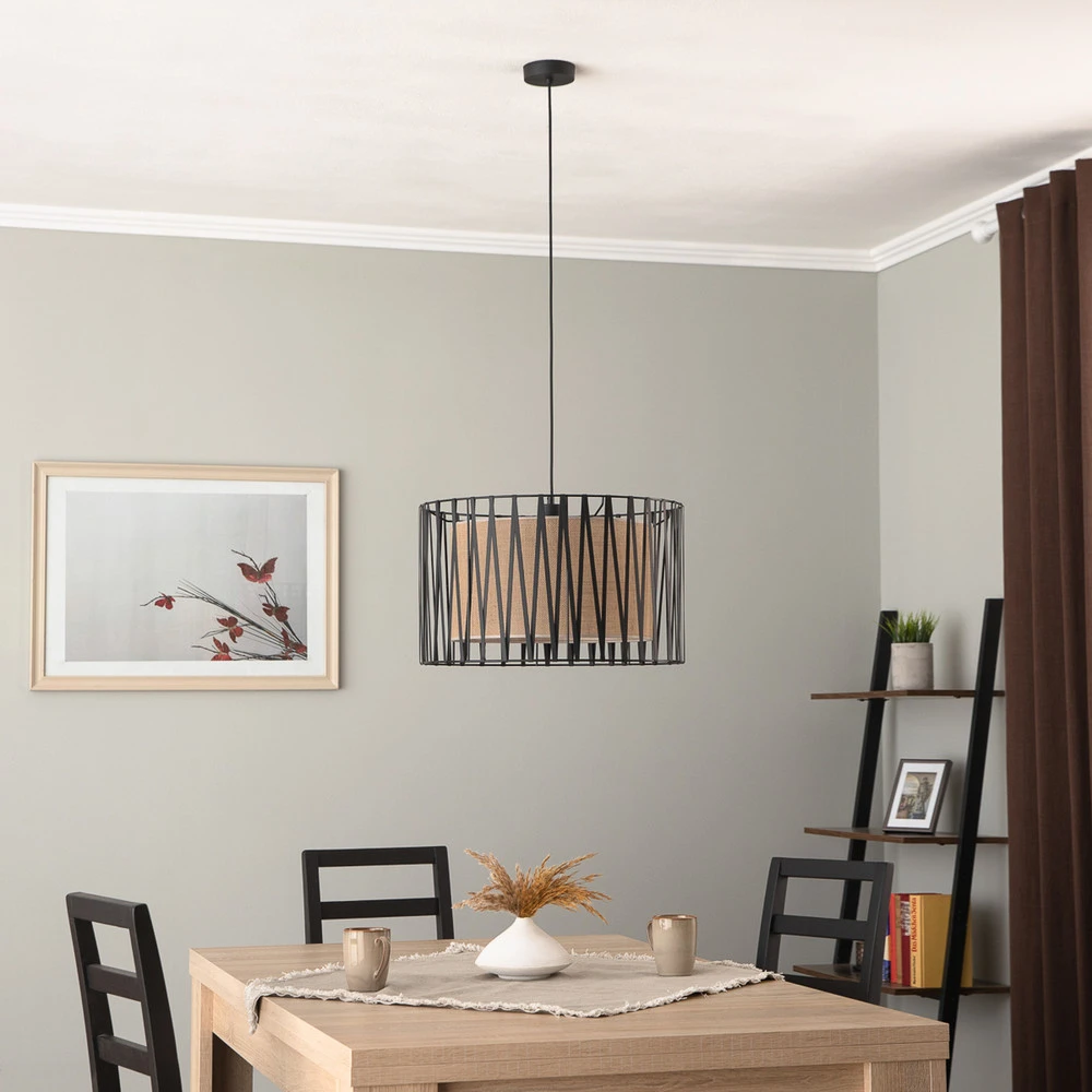 Suspension Harmony, noir, Jute Natur, Ø 50 cm pour quads utilitaires