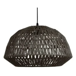 Suspension en jute noir Kace Woood - Fraîche et érienne avec rivets de maillon