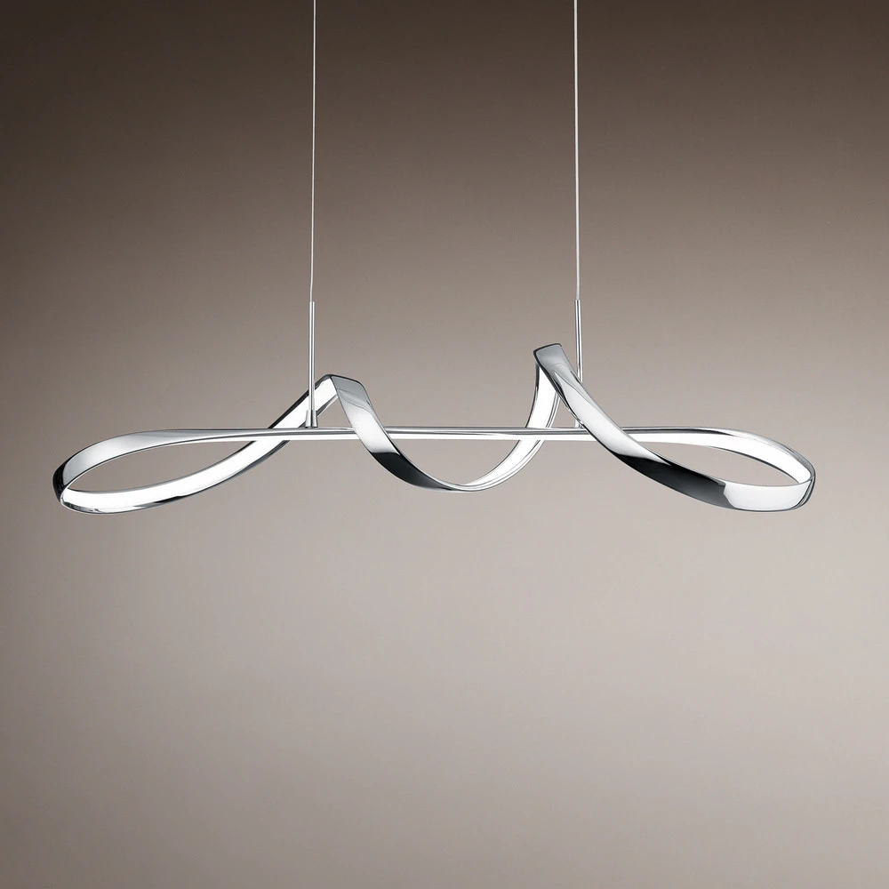 Suspension LED Perugia, variateur switch, chromée en acier inoxydable