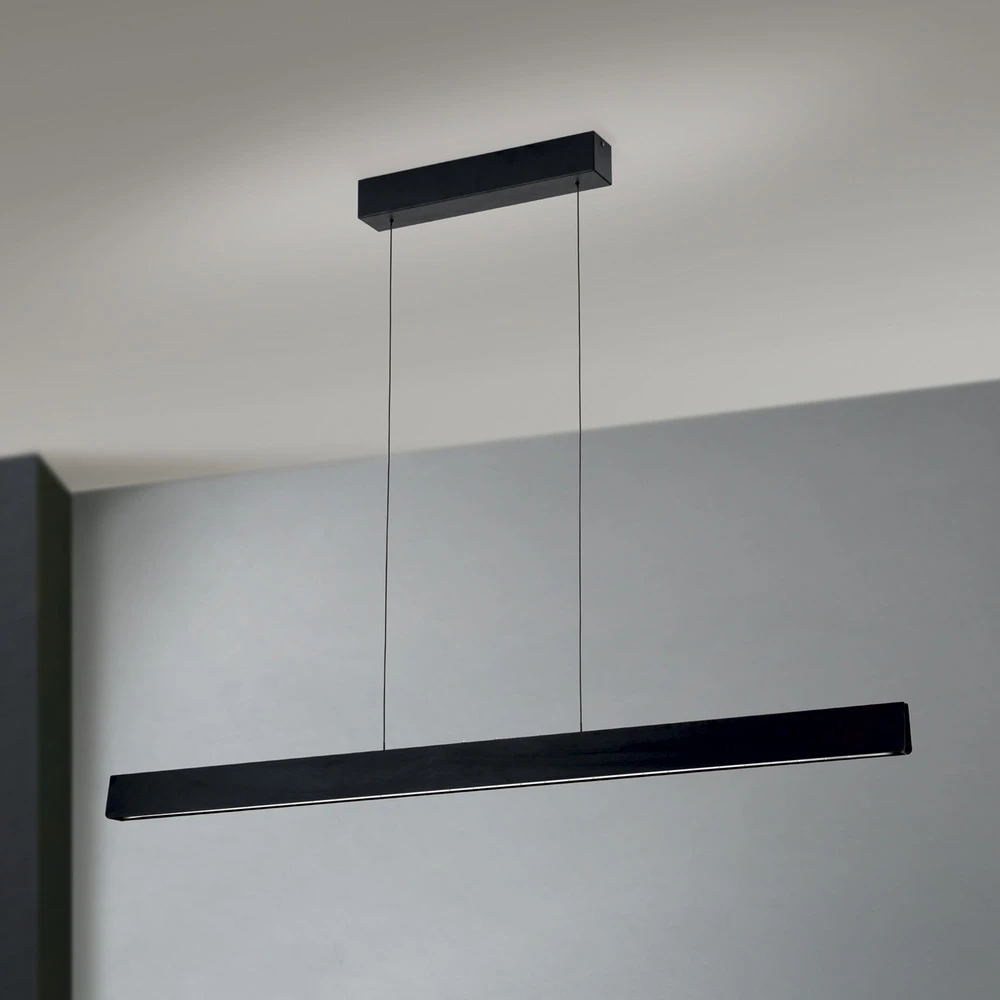 Suspension LED Tara, noir, longueur 120 cm, alu/acier pour remplacement usure