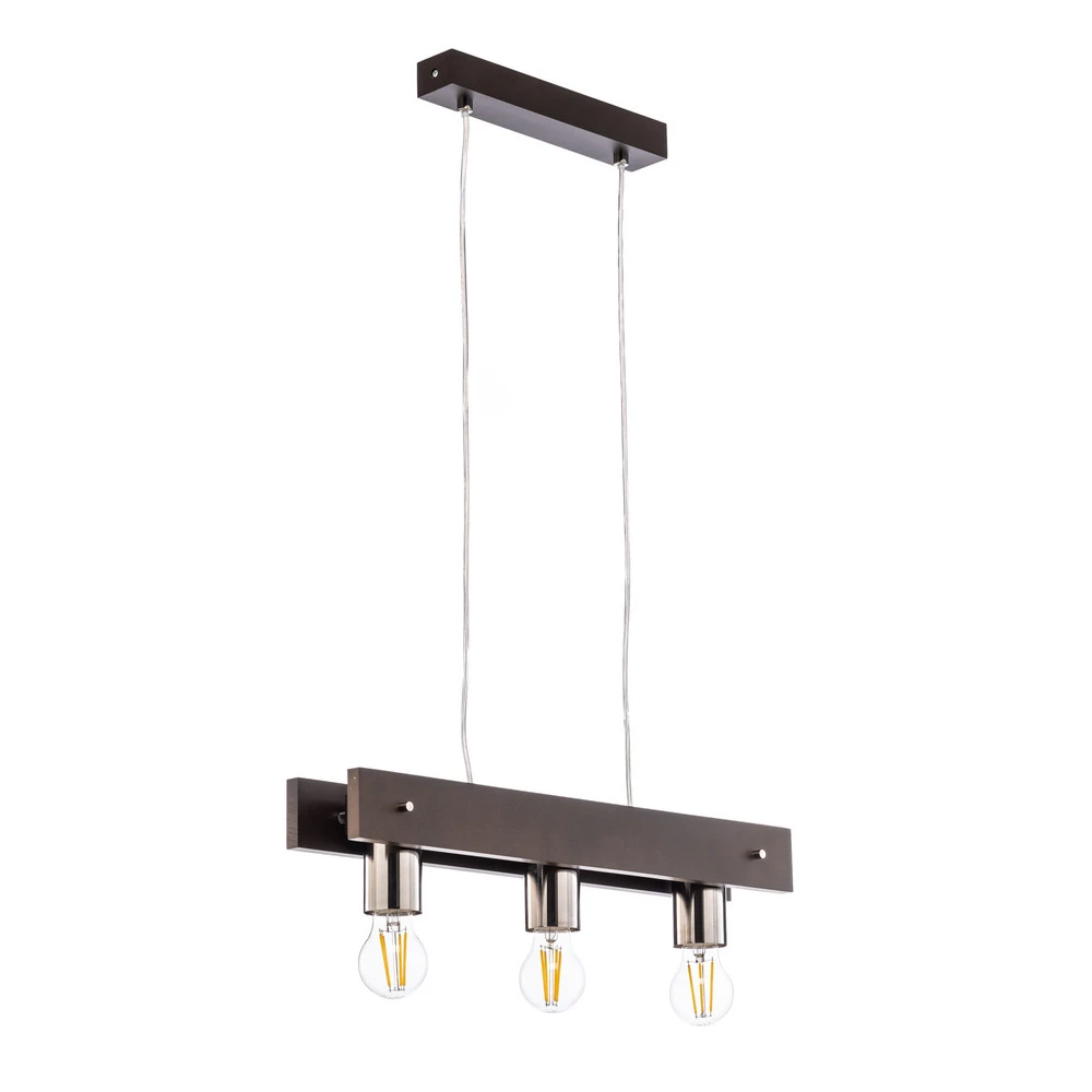 Suspension linéaire Bingo avec éléments en bois en acier inoxydable