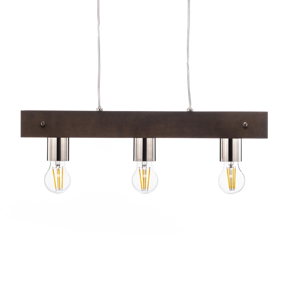 Suspension linéaire Bingo avec éléments en bois en acier inoxydable