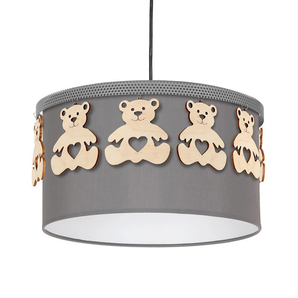 Suspension Mis, grise avec ours bois, à une lampe - 520
