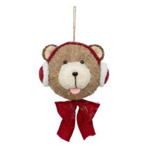 Suspension de noël ours avec bonnet de père noël h 37 cm - Montage Direct