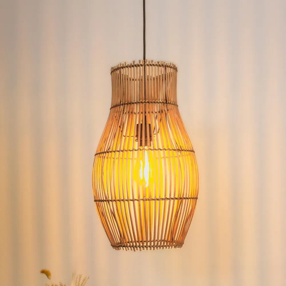 Suspension Rotin, naturel, hauteur 48 cm, Ø 30 cm