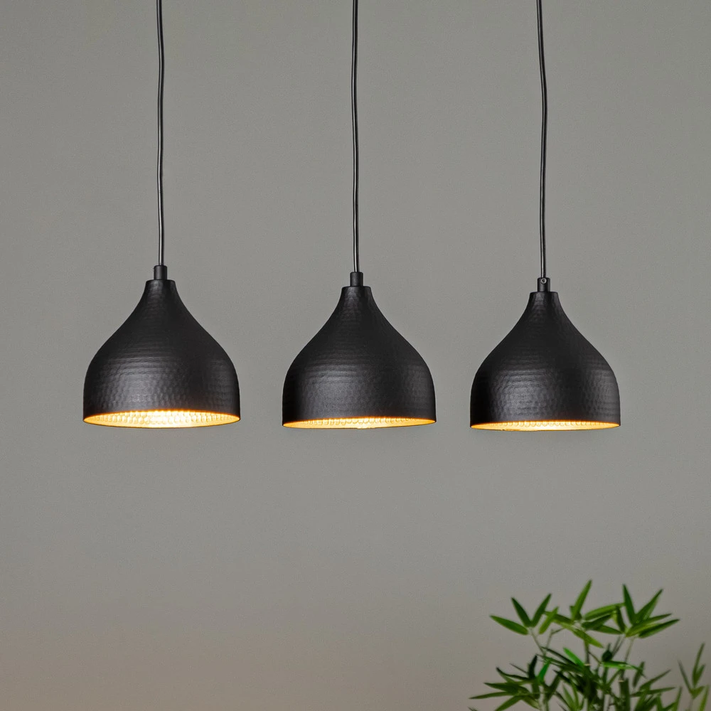 Suspension Tattoo 6211 3flg. linear noir/or avec rivets de maillon