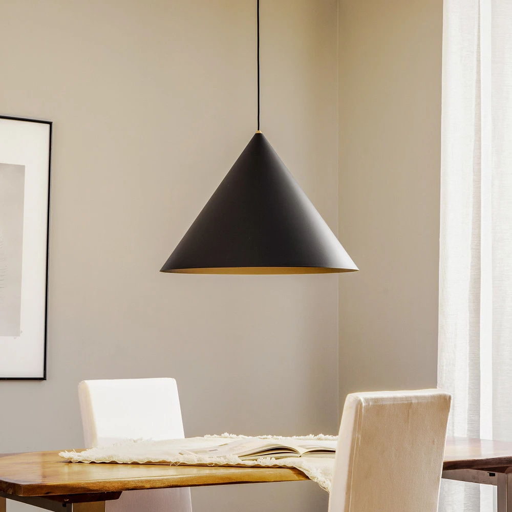 Suspension Zenith L en métal noir en acier inoxydable