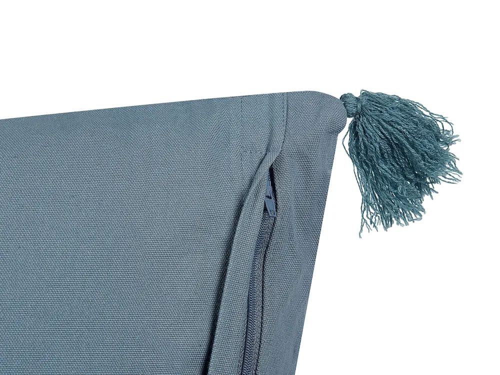 Tissu doux Cushion Floral Motif Tassels 45 x 45 cm Dark Blue SETARIA