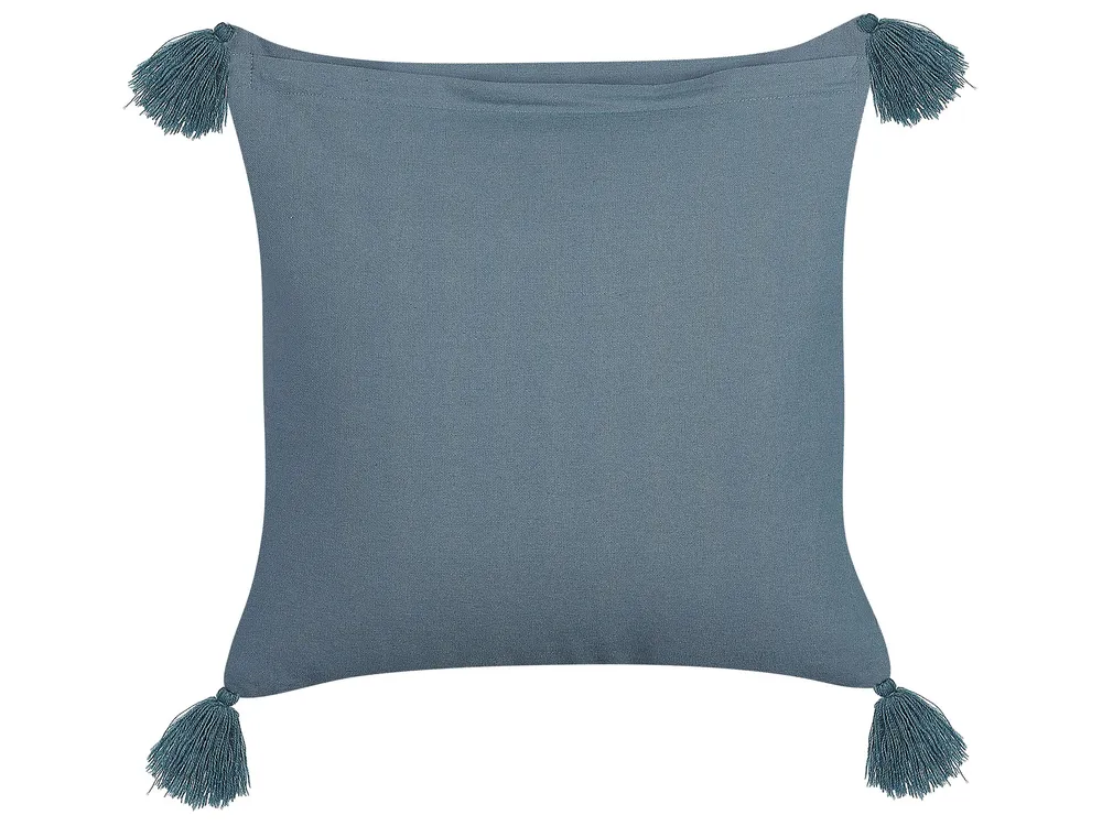 Tissu doux Cushion Floral Motif Tassels 45 x 45 cm Dark Blue SETARIA