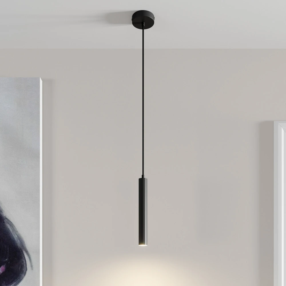 Arcchio suspension LED Franka, à 1 lampe, noir, aluminium