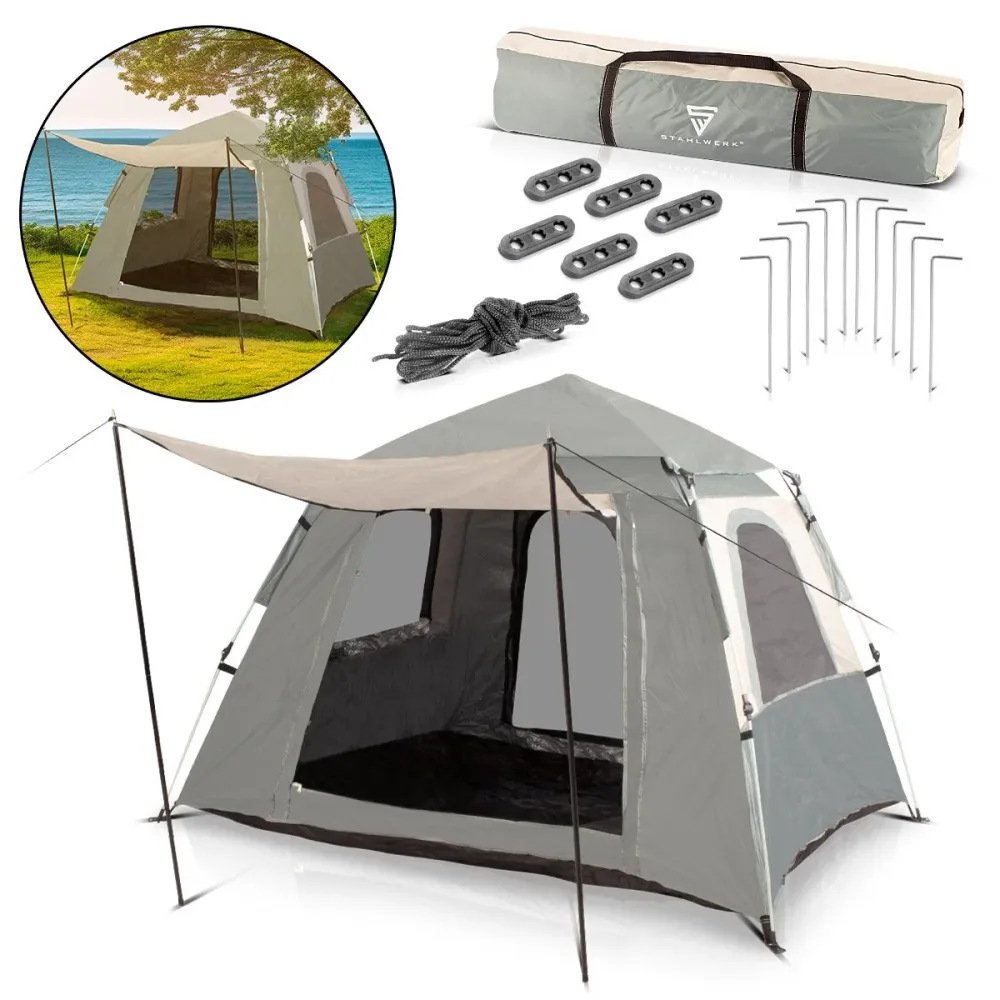 Tente de camping en acier Z-210 x 160 cm Tent pop-up auto-construction | Tent Wurf | Igluzelt | Tente pliante | Tent à dôm...