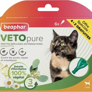 – vetopure – pipettes répulsives antiparasitaires chat | Résistant aux Intempéries