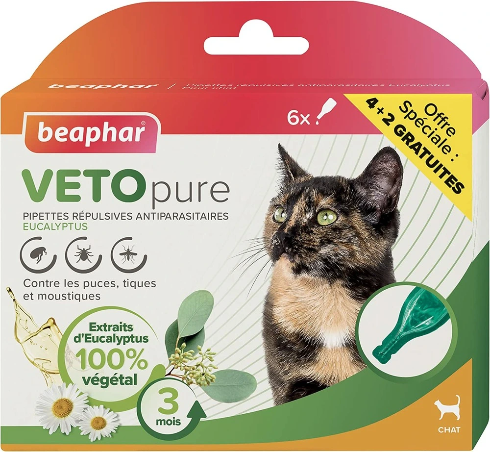 – vetopure – pipettes répulsives antiparasitaires chat | Résistant aux Intempéries