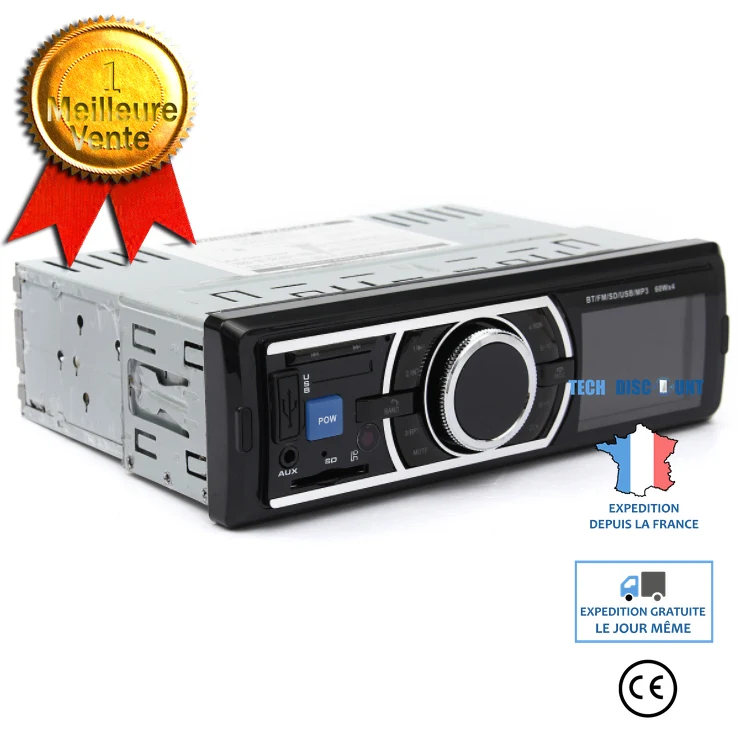 TD® 12V mains libres de voiture Bluetooth stéréo MP3 Audio Radio FM USB / SD / AUX / MMC unités au tableau de bord + Téléc...