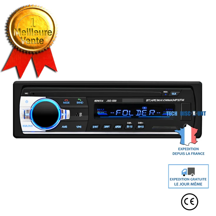 TD® 12V Voiture Bluetooth Lecteur multifonction USB - SD - FM MP3 Récepteur Lecteur 520