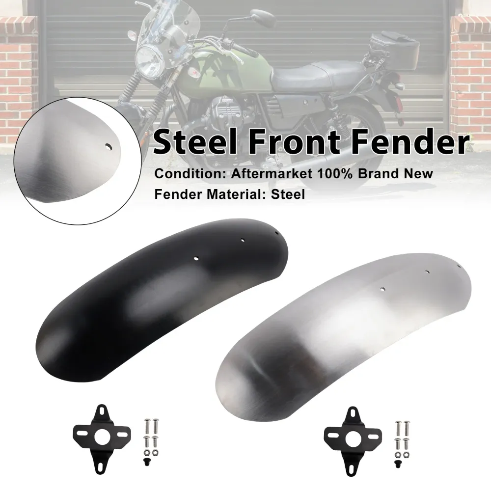 2017-2025 pour MOTO GUZZI V7 Milano/carbone/garde-boue avant en acier brut