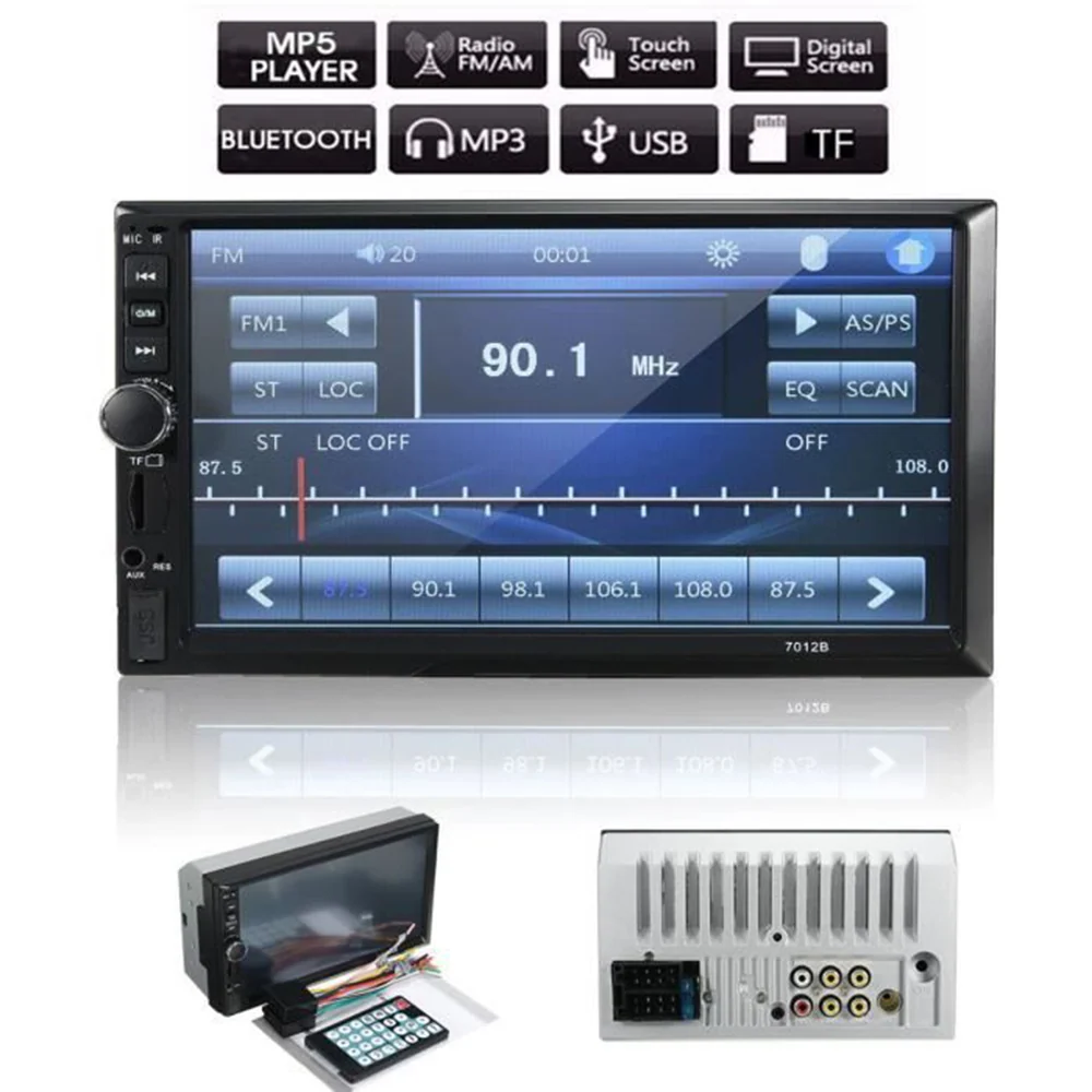 TD® 7'' 2DIN Autoradio Bluetooth Écran Tactile USB FM MP4 MP5 Lecteur Stéréo -Dash Joueur de voiture mp5
