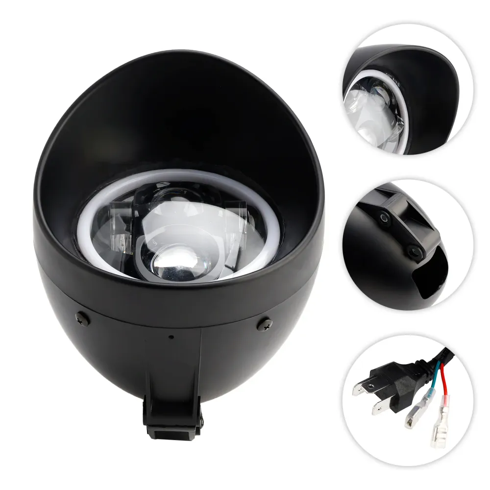 5.75" Phare universel chromé à 4 ampoules pour moto