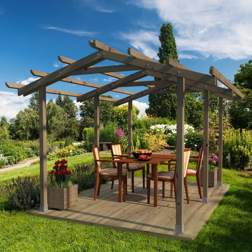 Abri voiture "Barchessa" en bois de pin massif naturel, 3,6x4,5 m, 2,5h