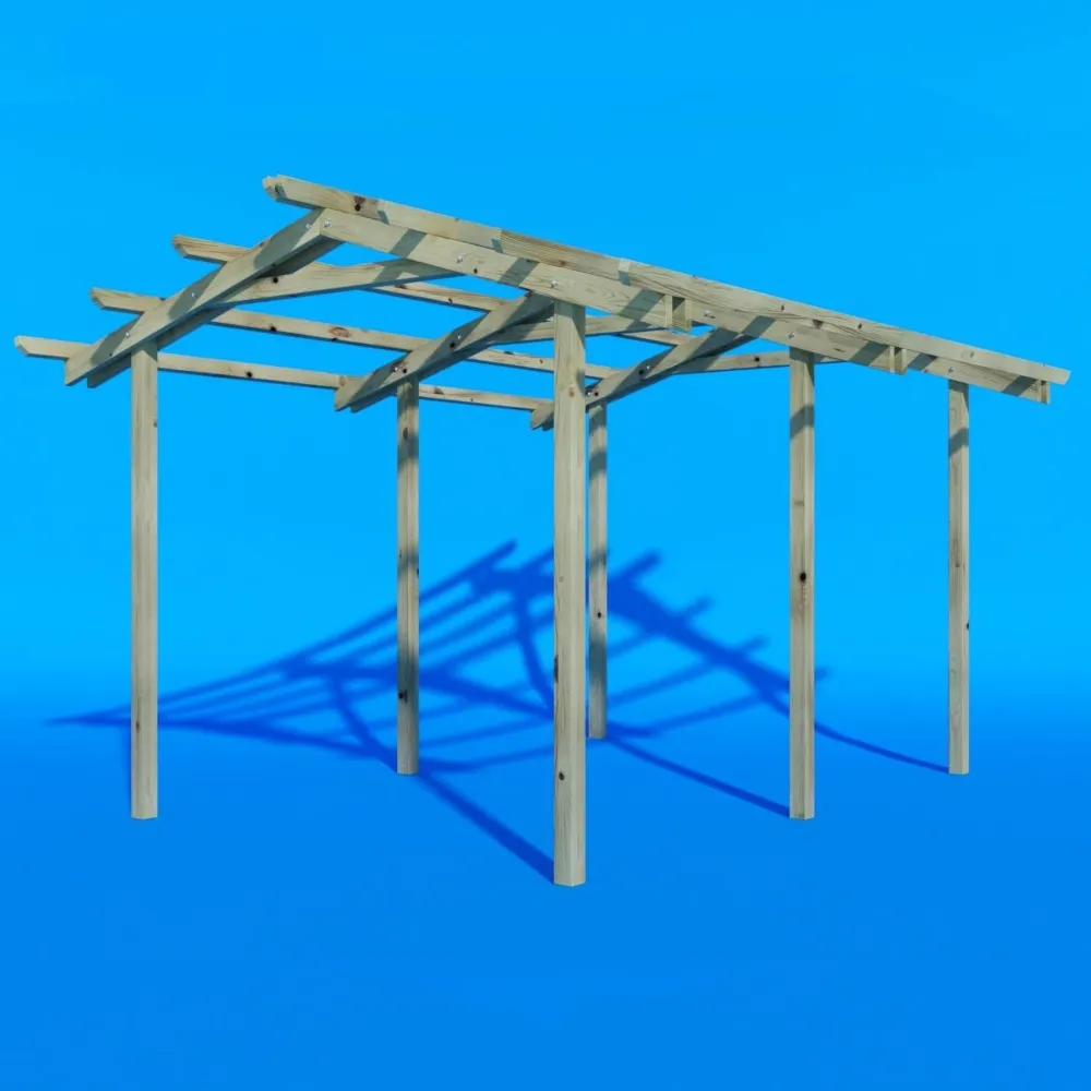 Abri voiture "Barchessa" en bois de pin massif naturel, 3,6x4,5 m, 2,5h