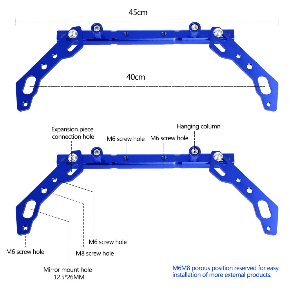 Accessoires de levier d'équilibre de guidon de moto, barre transversale de moto bleue