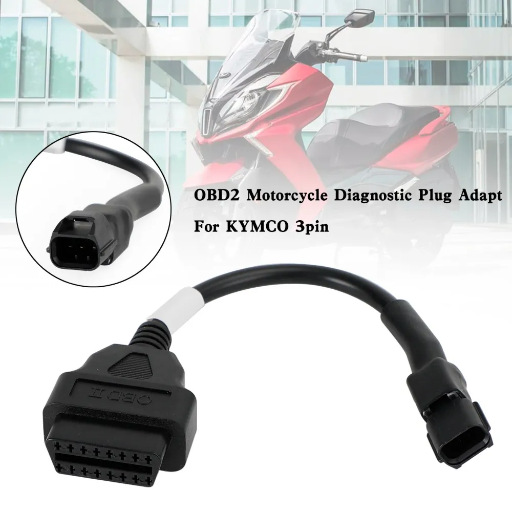 Adaptateur OBD2 pour moto, 3 broches à 16 broches, connecteur de câble de Diagnostic pour KYMCO