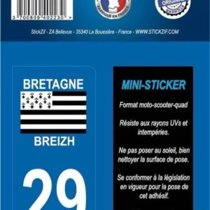 ADHESIF MOTO REGION DEPARTEMENT 29 BRETAGNE/BREIZH X1