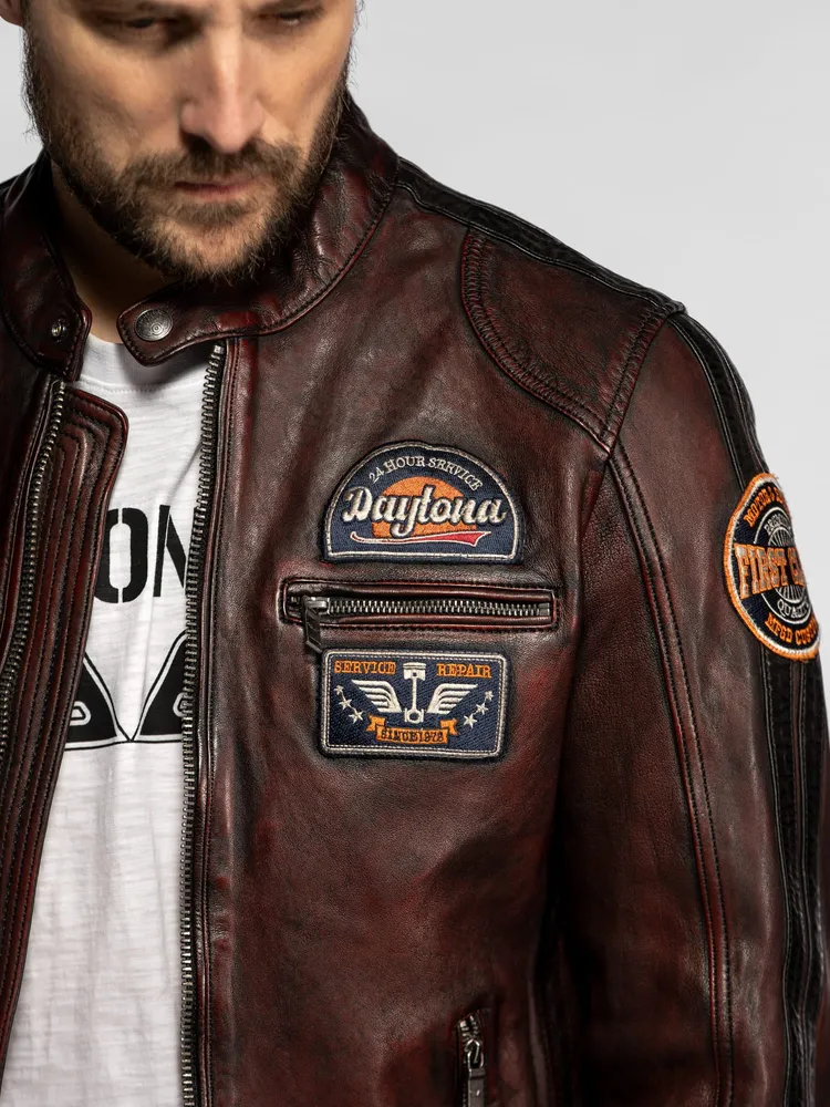Aniak - Blouson cuir moto vintage