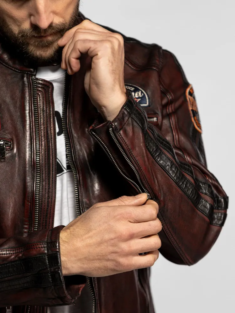 Aniak - Blouson cuir moto vintage