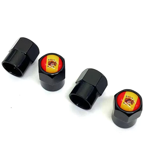 Bouchon de Valve Moto Drapeau d'Espagne (Pack de 4) Antre du Motard