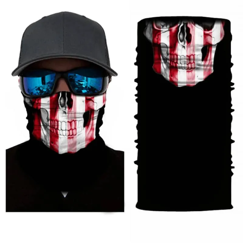 Cache Cou Moto Squelette Rouge et Blanc Antre du Motard