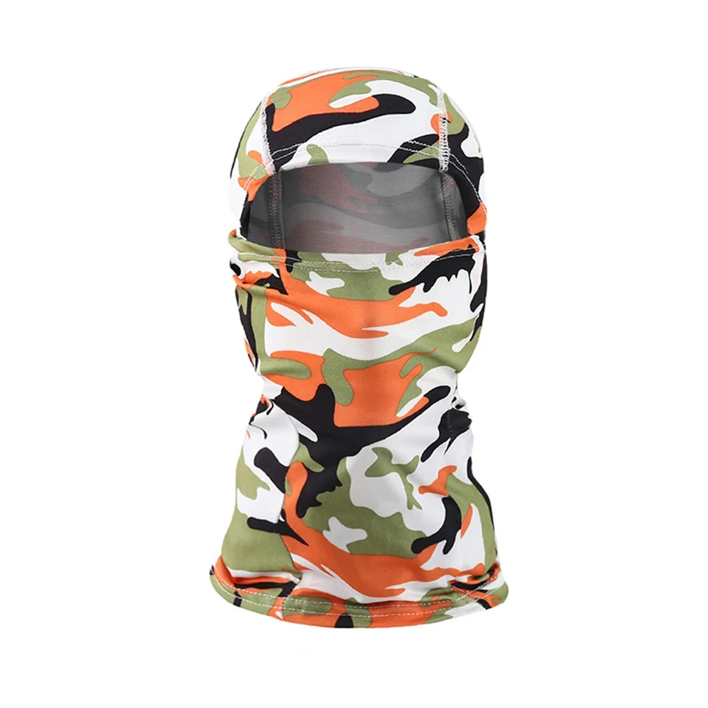 Cagoule Intégrale Moto Camouflage Vert Blanc Noir & Orange Antre du Motard