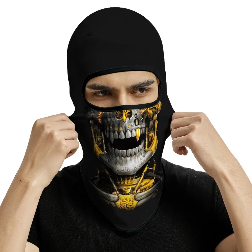 Cagoule Moto Tête de Mort & Chaine en Or Antre du Motard