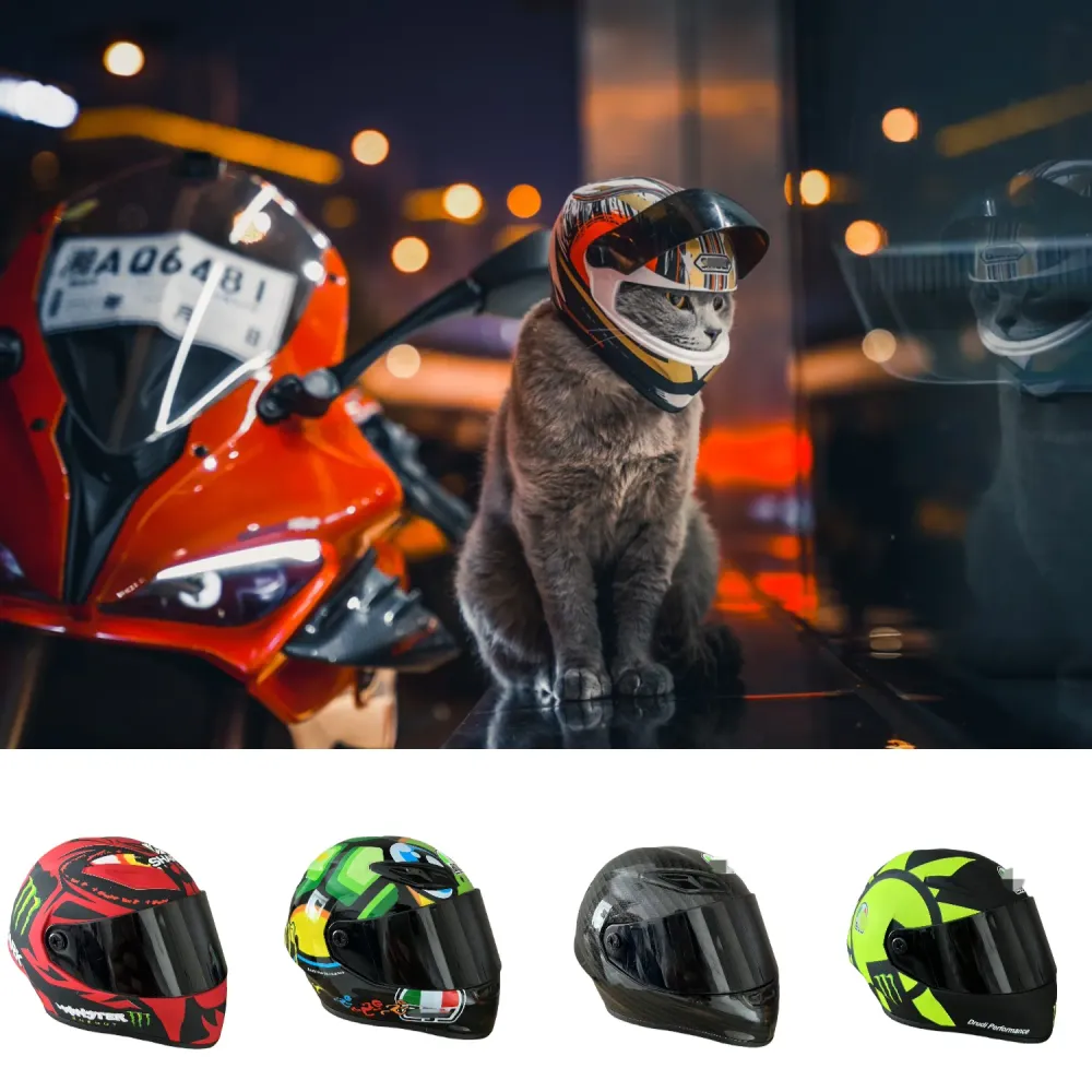Casque Moto Chat & Petit Chien Modèle Carbon Racing Antre du Motard