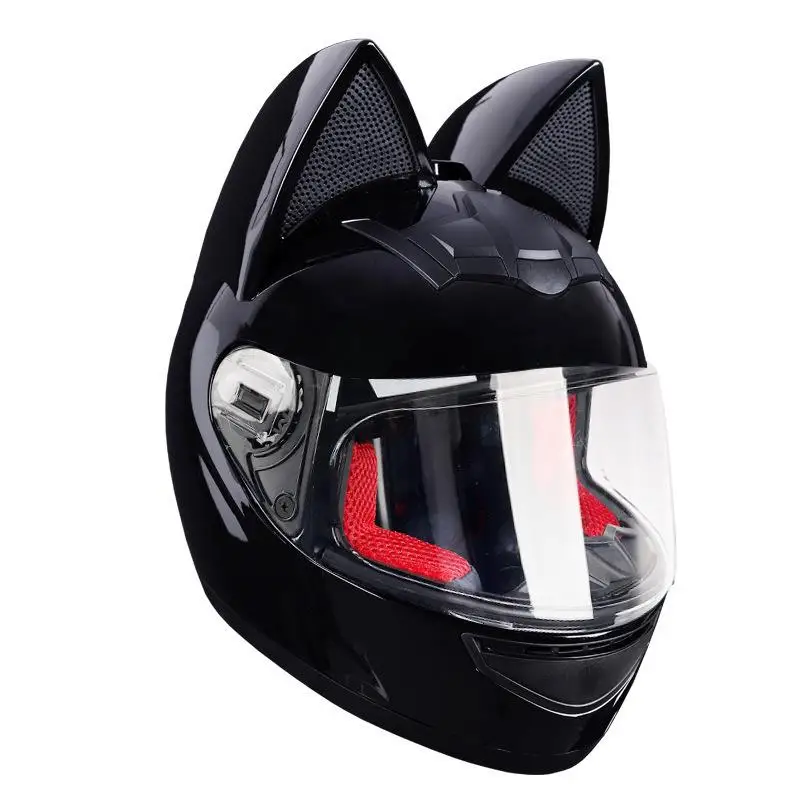 Casque Moto Noir avec Oreille de Chat Antre du Motard