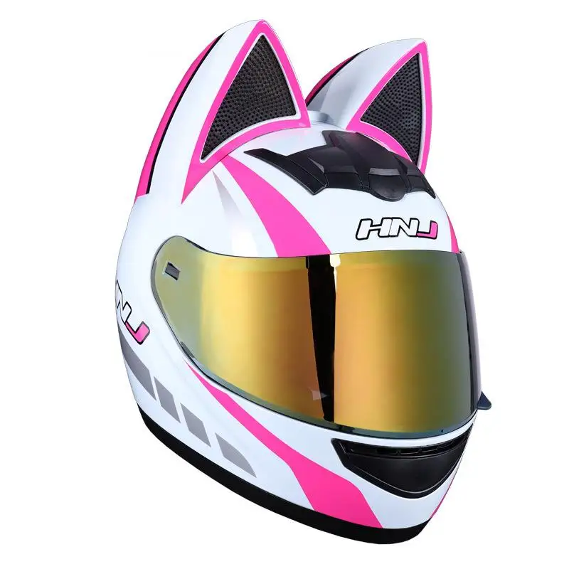 Casque Moto Rose avec Oreille de Chat Antre du Motard